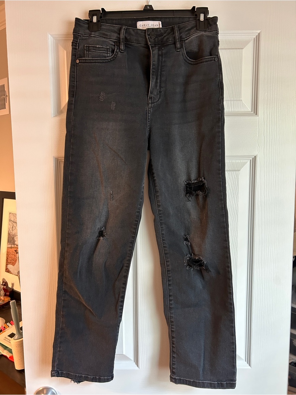 Carly Jean Los Angeles Black Distressed Jeans